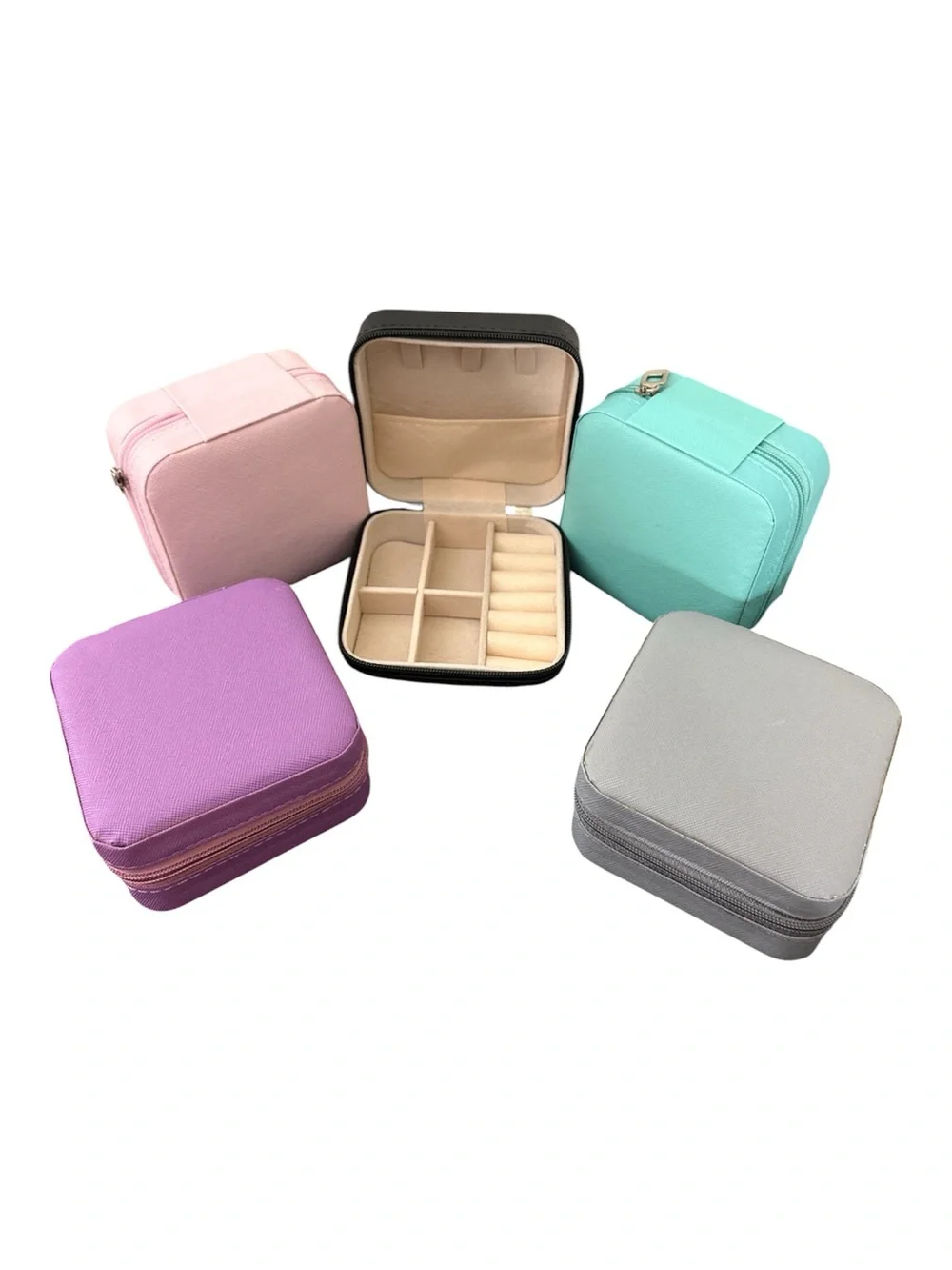 Travel Jewelry Case Organizer Faux PU Leather for Ring Earring Necklace Storage